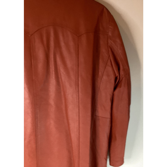 Vtg Sears Leather Shop Reddish Brown Leather Jacket 70s Ranch Removable liner 40 - Picture 10 of 12